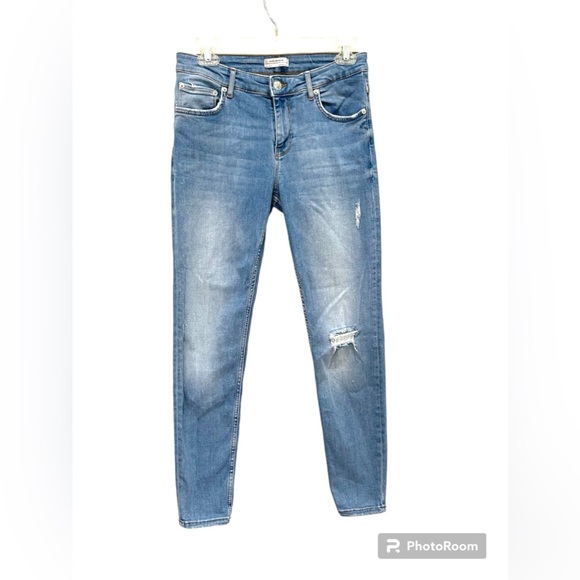 Zara Premium Denim Skinny Distressed Jeans Size 10 - Picture 1 of 9